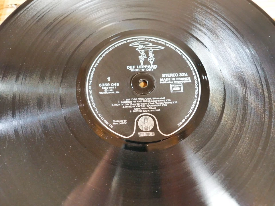 DEF LEPPARD HIGH 'N' DRY 33T LP VINYLE EX COVER EX ORIGINAL 1981 - Photo 3/4