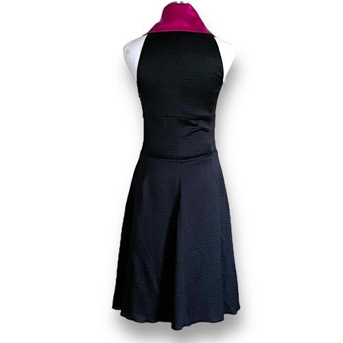 Emporio Giorgio Armani Womens Dress Sz 6 Black Pink Silk Collar Cocktail LBD - Picture 8 of 13