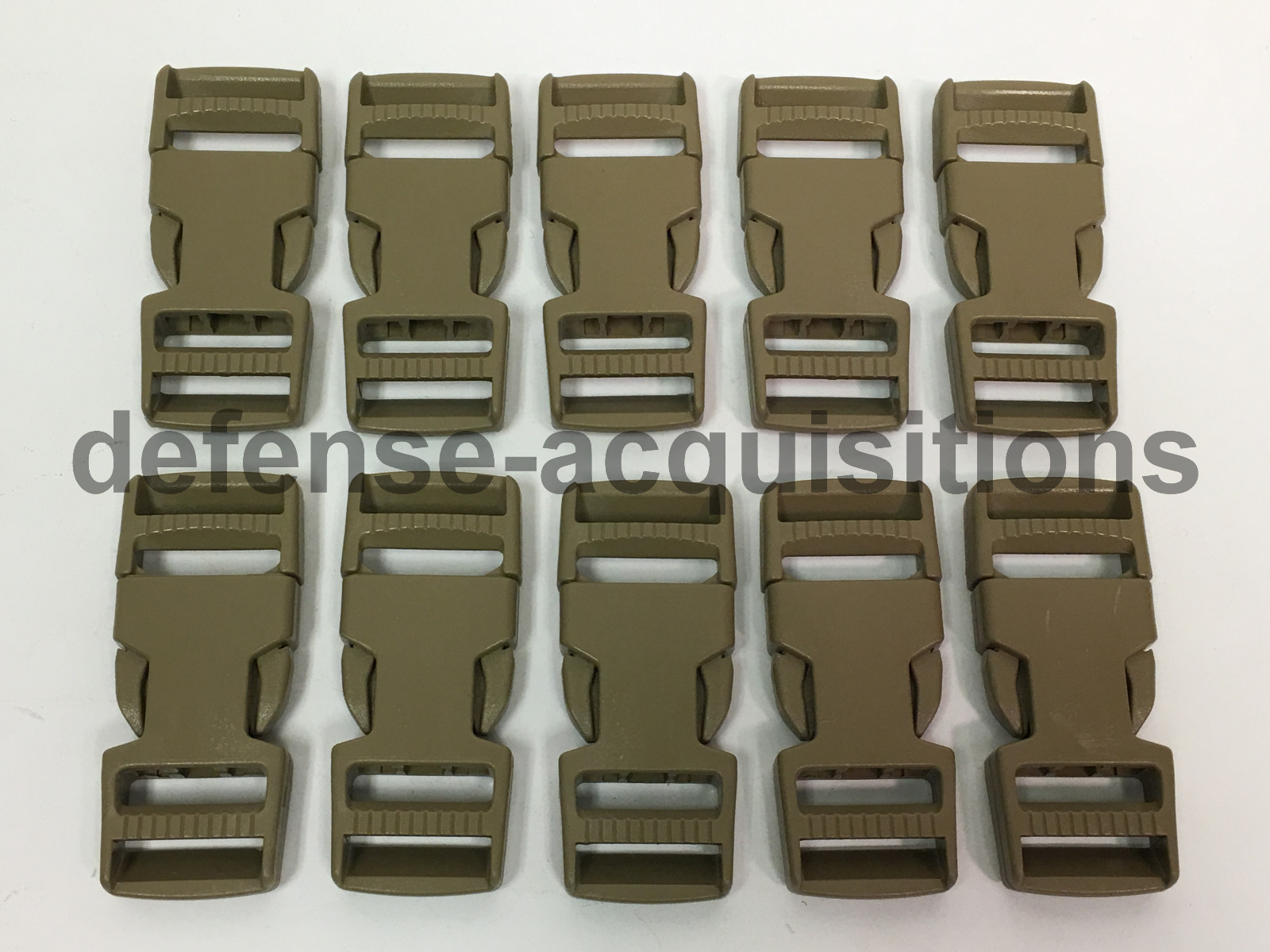 LOT OF 10 - Side Release Side Squeeze Dual Adjust Buckle 1 INCH - TAN