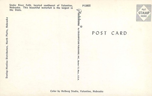 Snake River Falls Valentine Nebraska NE Postcard - Picture 2 of 2