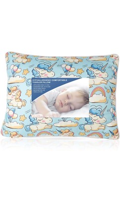 Toddler Baby Pillow with Pillowcase, 100% Natural Cotton. for 2-12 Yrs Unicorn
