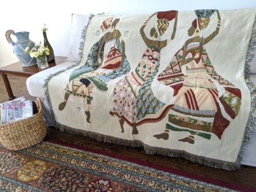 DaDa Bedding Dancing Women African Kwanzaa Woven Tapestry Throw Blanket, 50 x 60 - Picture 5 of 6