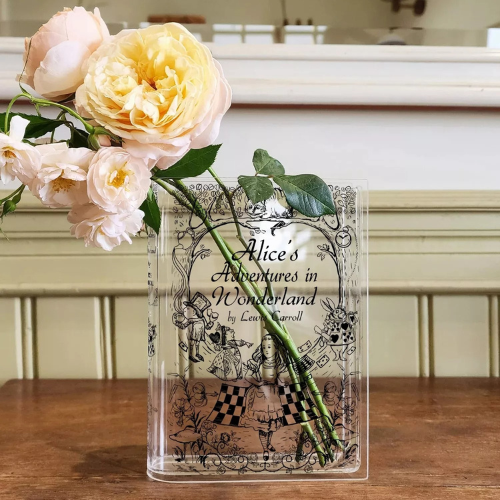 Alice's Adventures in Wonderland Acrylic Book Vase, Inspired Home Decor - Picture 6 of 10