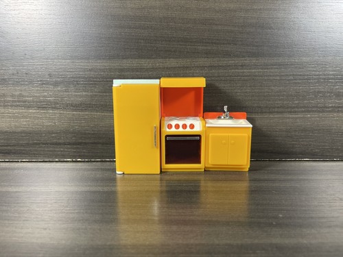 Vintage 70s Fisher Price Doll House Furniture FP Toys Hong Kong Bathroom & Kitch - Picture 11 of 20