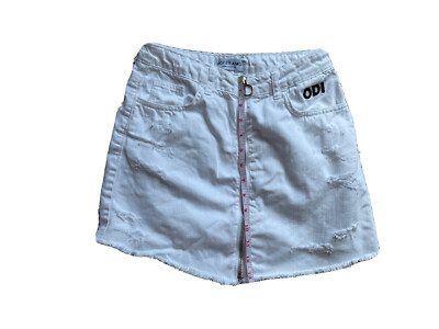 Odi Et Amo White Denim Mini Skirt with zip at the front Size S