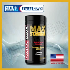 Swiss Navy Max Stamina 30 Caps Male Libido Arousal Support Supplement USA Made