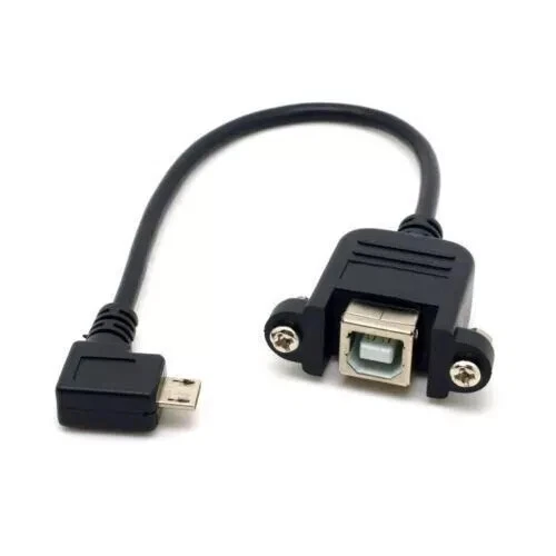 4PCs 90 Degree Left Angled Micro USB 5pin Male to USB B Female Panel Mount Cable - Image 3 of 4