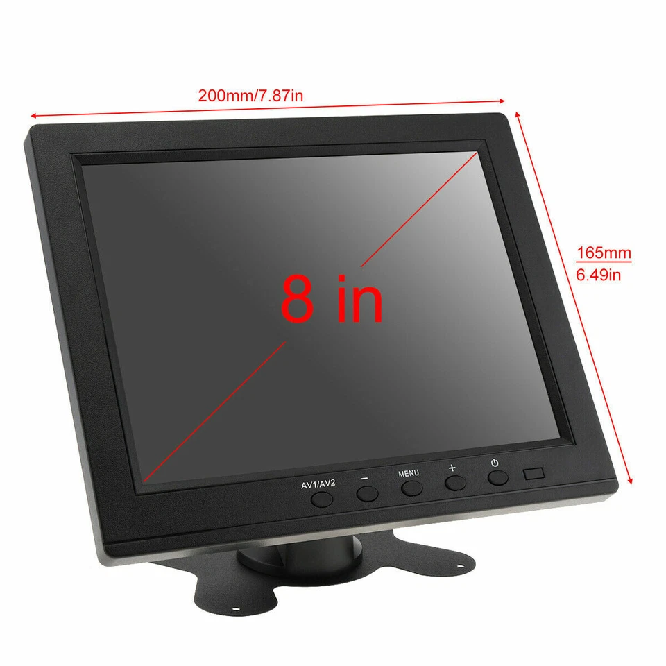 8" IPS LCD CCTV Monitor Screen USB/BNC/AV/VGA/HDMI for Car/Security/PC/Laptop - Image 4 of 4