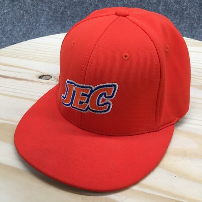 JEC Baseball Cap Mens Orange L-XL Fitted Curved Brim Embroidered