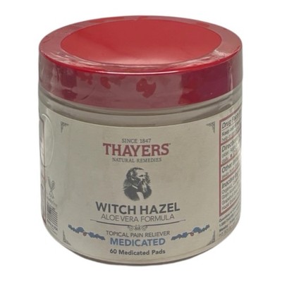 Thayers Witch Hazel Aloe Vera Formula Medicated Pads Topical 60 Pads Camphor NOS