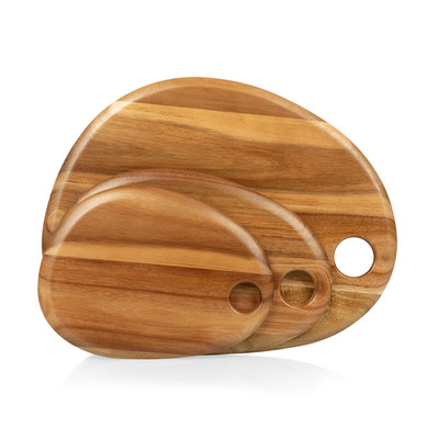 Picnic Time Pebble Acacia Charcuterie Board Set Of 3 Wood Serving Platter For