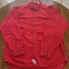 VTG 90s Levi's Jeans Red Denim Shirt Mens L Metal Button Western Red Tab
