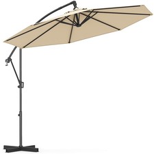 10 FT Patio Offset Umbrella w/ X-shaped Base Infinite Tile  360  Rotation