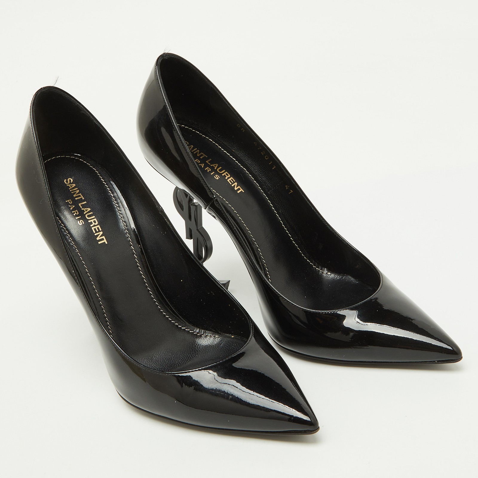 Decolte Saint Laurent nere in vernice Opyum a punta taglia 41