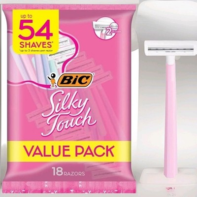 2 Pack BIC Silky Touch Women's Disposable Razors, 2 Blades For a Sensitive