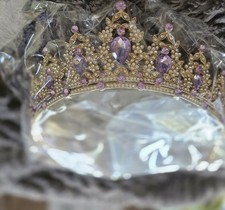 Tiara  Gold with Purple and Clear Gems NEW