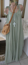 Italy Sommer Kleid Maxikleid Musselin Oversize Khaki Ibiza Einheitsgrösse 40-44