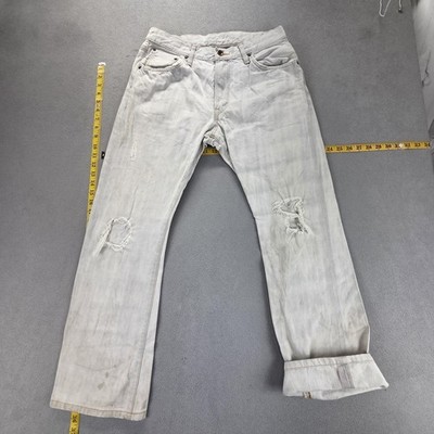 Edwin Jeans Mens White Selvedge 505 Made In Japan Thrashed Fits 28x28