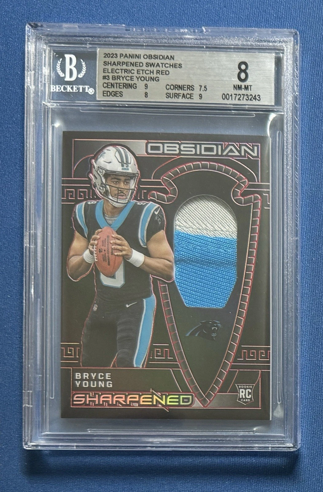 Bryce Young Panini Obsidian Sharpened Swatches #SSWBYO Electric Etch Red