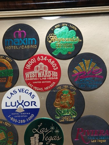 Schönes Vintage 1994 gerahmtes Las Vegas Hotel Milk Cap Set 23 limitierte Auflage Pogs - Bild 3 von 11