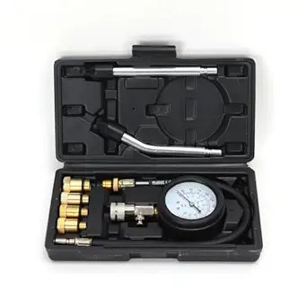 #ad 8PCS Compression Tester Kit 0 300 PSI Engine Cylinder Pressure Ga Color: Black $33.99