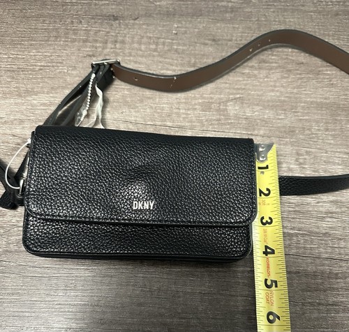 DKNY BELT BAG FANNY PACK Black Pebbled L Feather 7x4 NEW WITH TAGS!!! - Picture 8 of 10