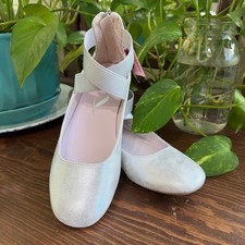 NIB- Girls Size 3 Nina Cara Silver Dress Flats W/Ballet Straps