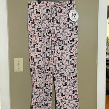 Berkshire Women  s Pink Pajama Lounge Pant Pockets Dachshund Tie Waist Small