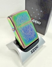 GENUINE Zippo Lighter SWIRLING SPIRITUAL LASER ENGRAVE Spectrum Finish NEW