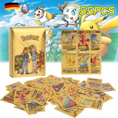 55 Stück Deutsch Karte Gold Pokémon Sammelkarten Kartenspiele Karte Geschenk DHL