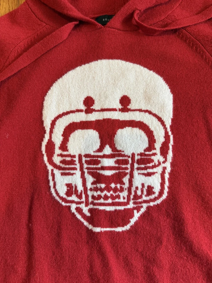 Sudadera con Capucha Calavera Cachemira Para Mujer XS Rojo Calavera Gráfico 100% Cachemira Pullover Suéter Foto 2 de 4