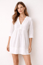 Zara White Boho Tunic Dress Embroidered Small