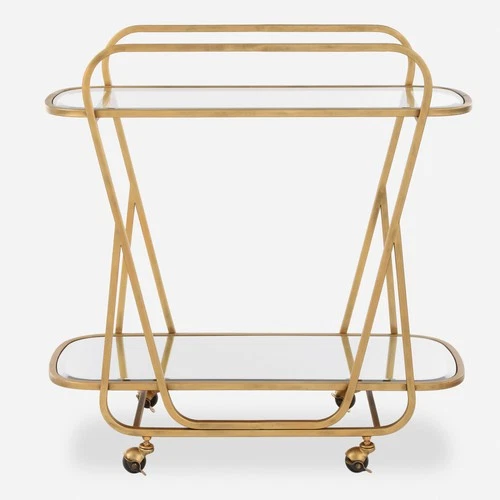 Uttermost 22907 Swain 36"W Glass and Iron Serving Cart - Brass - Picture 1 of 5