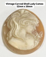 Vintage Shell Cameo Lady 22mm X 30mm 