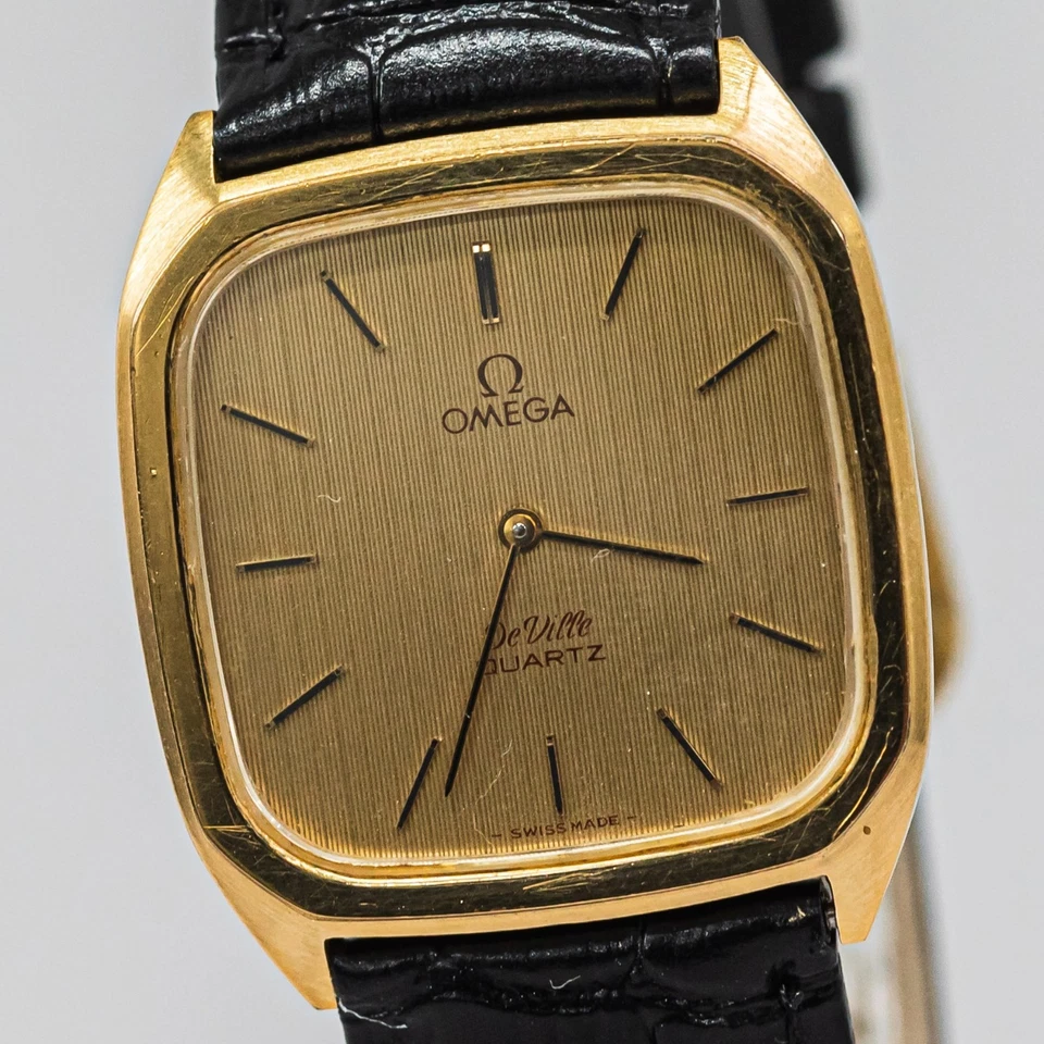 Sin Tarifas **Vintage 1980** OMEGA De Ville Cal.1365 Cuarzo Push Crown 30mm Para Hombre Foto 3 de 4