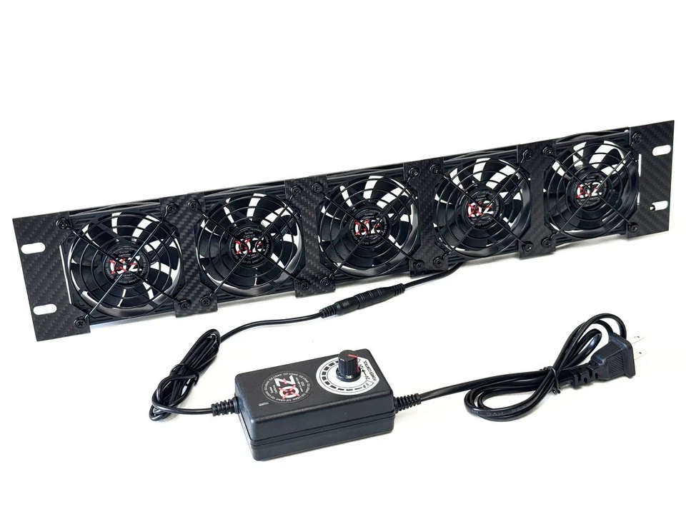 2U Rackmount Cooling Exhaust Fan Panel Quiet High-Airflow 19" Server AV Cabinet - Image 2 of 4