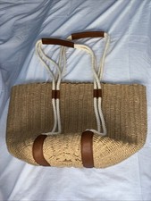 J Crew Woven Straw Market Beach Tote with Rope Handles New w/ tags