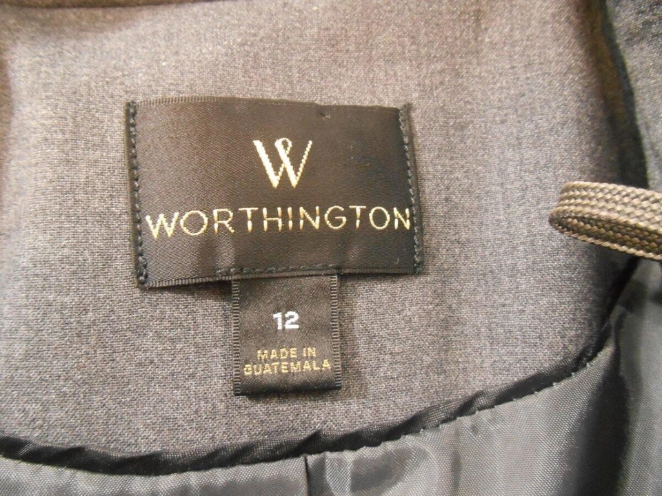 Hermosa Chaqueta Blazer Para Mujer Talla 12 Worthington Gris LS Ajustada Forrada Botón Foto 4 de 4