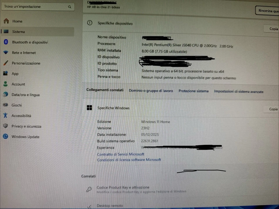 HP All-In-One PC 21 B005nl Pentium Silver RAM 8GB SSD 250 Mouse E Tastiera - Immagine 4 di 4