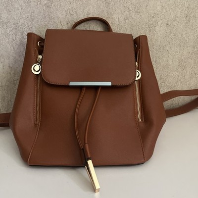 Backpack Shoulder Bag Kangaroo Brown Zipper Gold Hardware New Without Tag