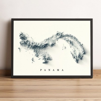 Panama Map, Panama 2D Relief Map, Panama Vintage Map - 2D Flat Print