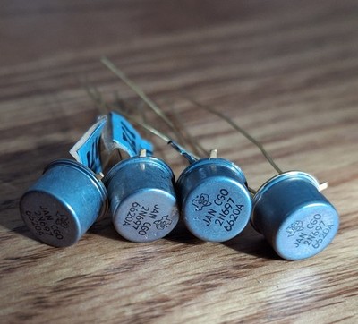 4 Vintage NOS Texas Instruments JAN CGO 2N697 Top Hat Transistors Made in USA