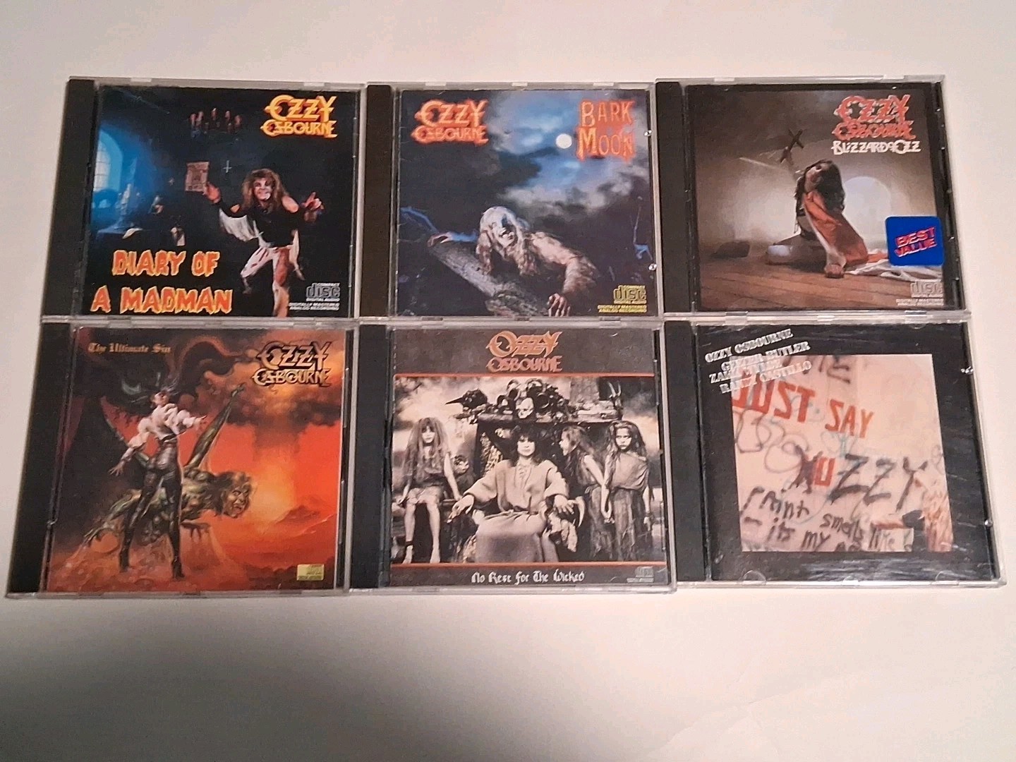 Ozzy Osbourne Cd Lot (6) Diary Of A Madman, Bark At Moon, The Ultimate Sin...