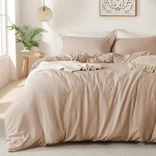 MILDLY Super Soft Duvet Cover 2pcs - 100% Washed Microfiber Rugby Tan Comforter