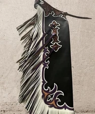 Hand Tooled Leather Rodeo Chinks – Western Cowboy Riding Chinks – Custom Fringe