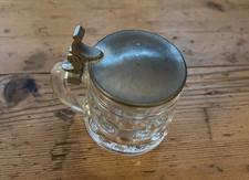 1 Schnapsglas Mini Krug klar Vintage Tupfen Schnaps Glas Bar Shot Metall Deckel