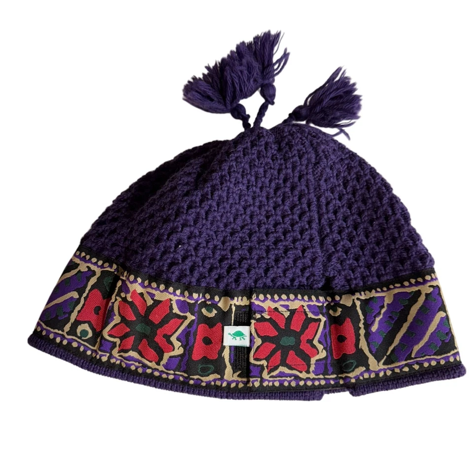 Sombrero Tejido Tortuga 100% Lana Forrado Estampado Geométrico Unisex Púrpura Invierno Foto 4 de 4