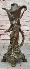Western Art Deco Copper Bronze  Marble Dancers Plum Statue Sculpture Pot Vase