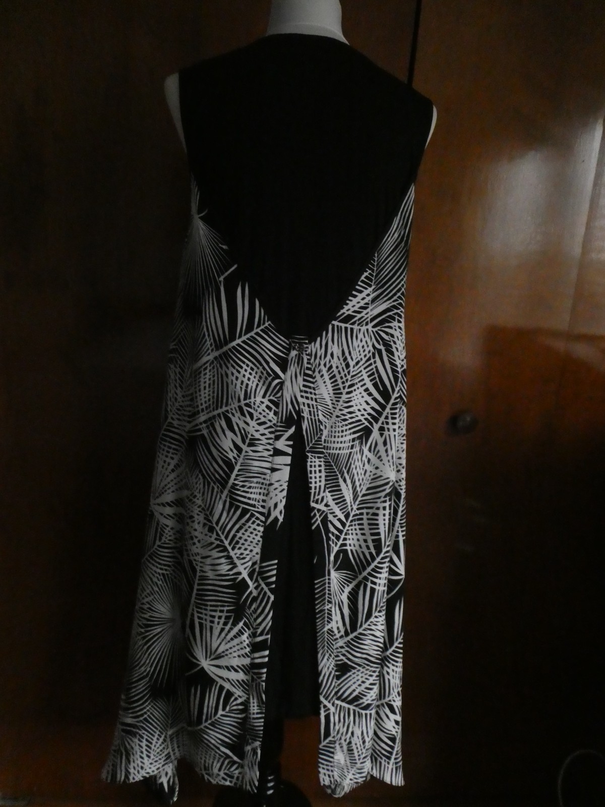 Partizia Lusa Milano Black/White Detailed Asymmetric Tunic Dress Size Medium image 2