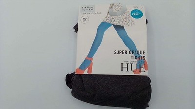 Hue Womens Super Opaque Tights Non-Control Top Graphite Heather Size 2